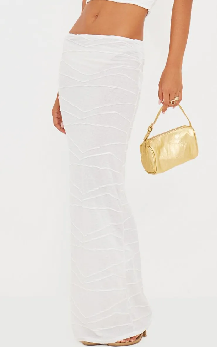 Best PrettyLittleThing Textured Mid Rise Maxi Skirt Cream