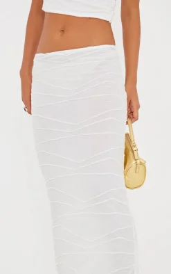 Best PrettyLittleThing Textured Mid Rise Maxi Skirt Cream