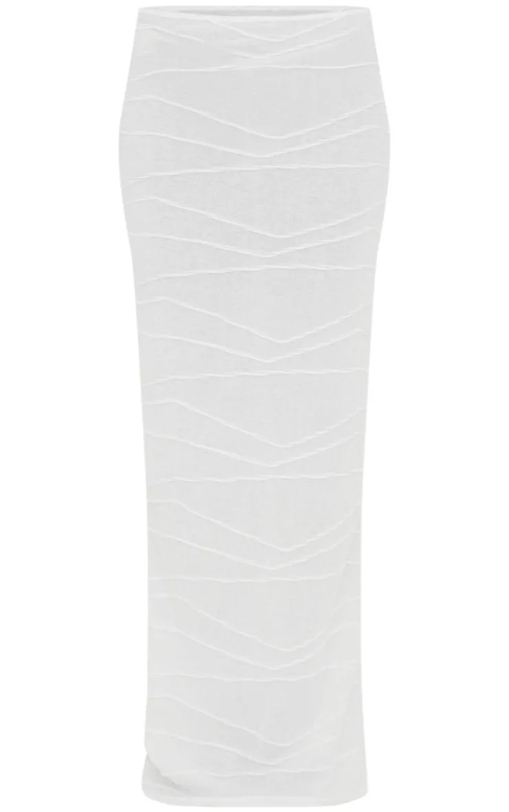 Best PrettyLittleThing Textured Mid Rise Maxi Skirt Cream