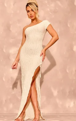 Textured One Shoulder Maxi Dress-PrettyLittleThing Online