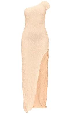 Textured One Shoulder Maxi Dress-PrettyLittleThing Online