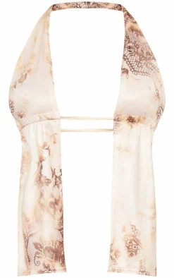 New PrettyLittleThing Textured Print Micro Mini Skirt Cream