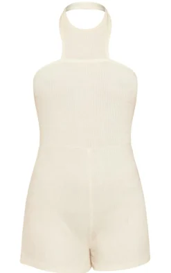 PrettyLittleThing Unitards*Textured Rib High Neck Halter Unitard
