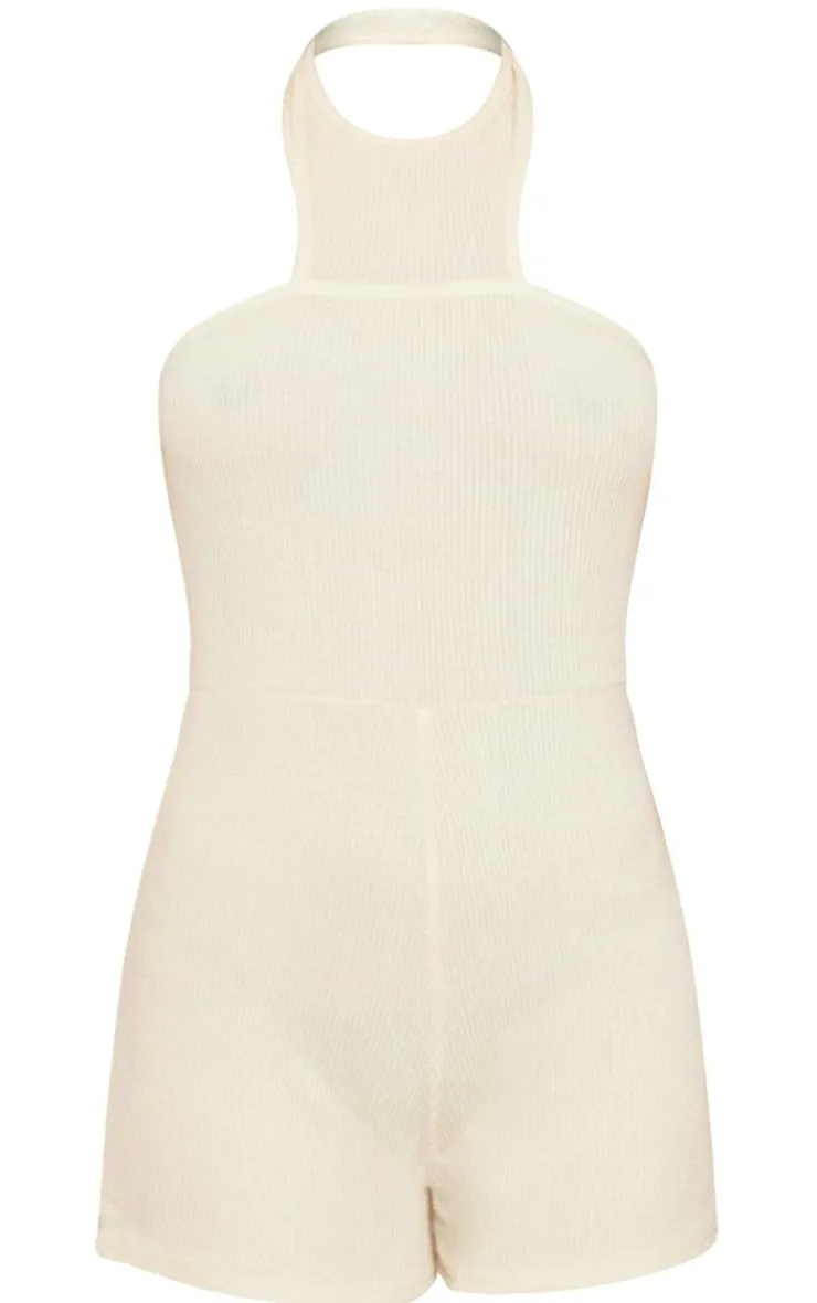 PrettyLittleThing Unitards*Textured Rib High Neck Halter Unitard