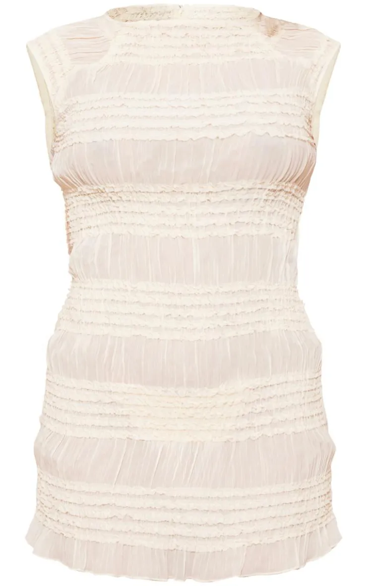 Textured Ruffle Cap Sleeve Bodycon Dress-PrettyLittleThing Best