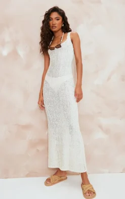 Textured Scoop Neck Maxi Dress-PrettyLittleThing Online