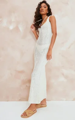 Textured Scoop Neck Maxi Dress-PrettyLittleThing Online