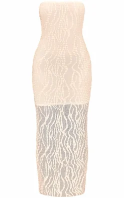 Textured Sheer Jersey Bandeau Maxi Dress-PrettyLittleThing Outlet