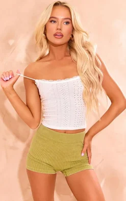 PrettyLittleThing Camisole*Textured Stretch Lace Trim Bow Strap Cami