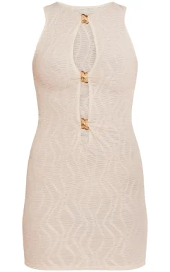 Textured Trim Detail Cut Out Bodycon Dress-PrettyLittleThing Online
