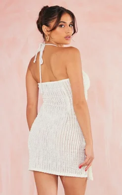 Textured Twist Cut Out Drape Detail Bodycon Dress-PrettyLittleThing Sale