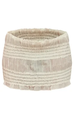 Best PrettyLittleThing Textured Woven Low Rise Mini Skirt Cream
