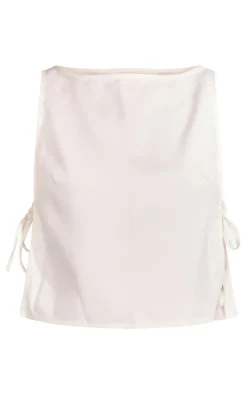 Outlet PrettyLittleThing Tie Side Tailored Vest Cream