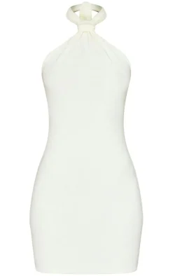 Towelling Knot Halterneck Bodycon Dress-PrettyLittleThing Hot
