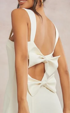 Twill Cut Out Bow Shift Dress-PrettyLittleThing