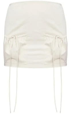 Sale PrettyLittleThing Twill Pocket Front Micro Mini Skirt Cream