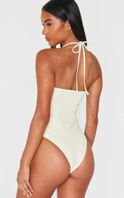 Cream Underwired Laced Cup Swimsuit