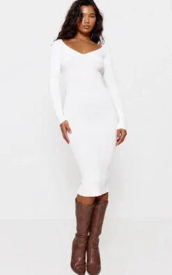 V Neck Knit Midi Dress-PrettyLittleThing Hot