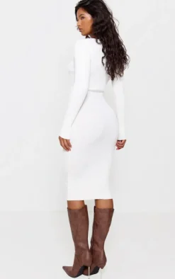 V Neck Knit Midi Dress-PrettyLittleThing Hot