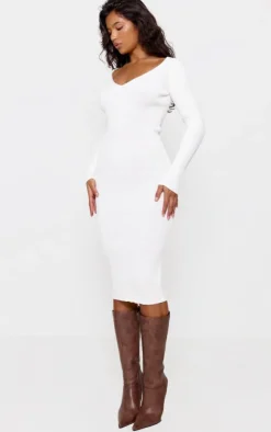 V Neck Knit Midi Dress-PrettyLittleThing Hot