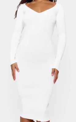 V Neck Knit Midi Dress-PrettyLittleThing Hot