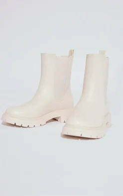 PrettyLittleThing Wide Fit Boots*Wide Fit Basic Pu Round Toe Chelsea Boots