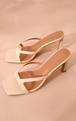 PrettyLittleThing Wide Fit Heels*Wide Fit PU Square Toe Heeled Mules