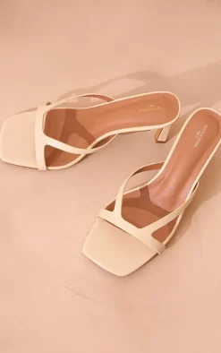 PrettyLittleThing Wide Fit Heels*Wide Fit PU Square Toe Heeled Mules