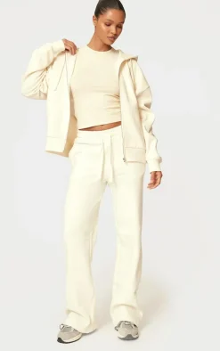 Sale PrettyLittleThing Wide Leg Oversized Sweatpants Cream