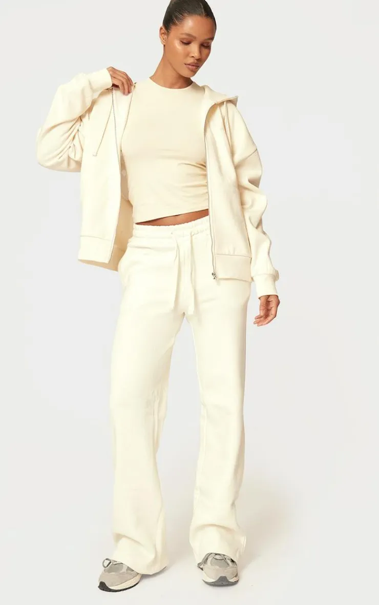 Sale PrettyLittleThing Wide Leg Oversized Sweatpants Cream