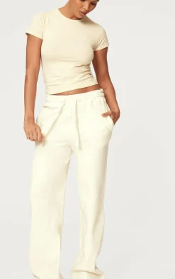 Sale PrettyLittleThing Wide Leg Oversized Sweatpants Cream