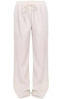 Discount PrettyLittleThing Wide Leg Tailored Pants Cream