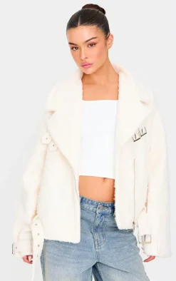 PrettyLittleThing Wool Coats*Wool Look Aviator Jacket