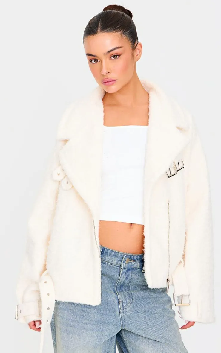 PrettyLittleThing Wool Coats*Wool Look Aviator Jacket