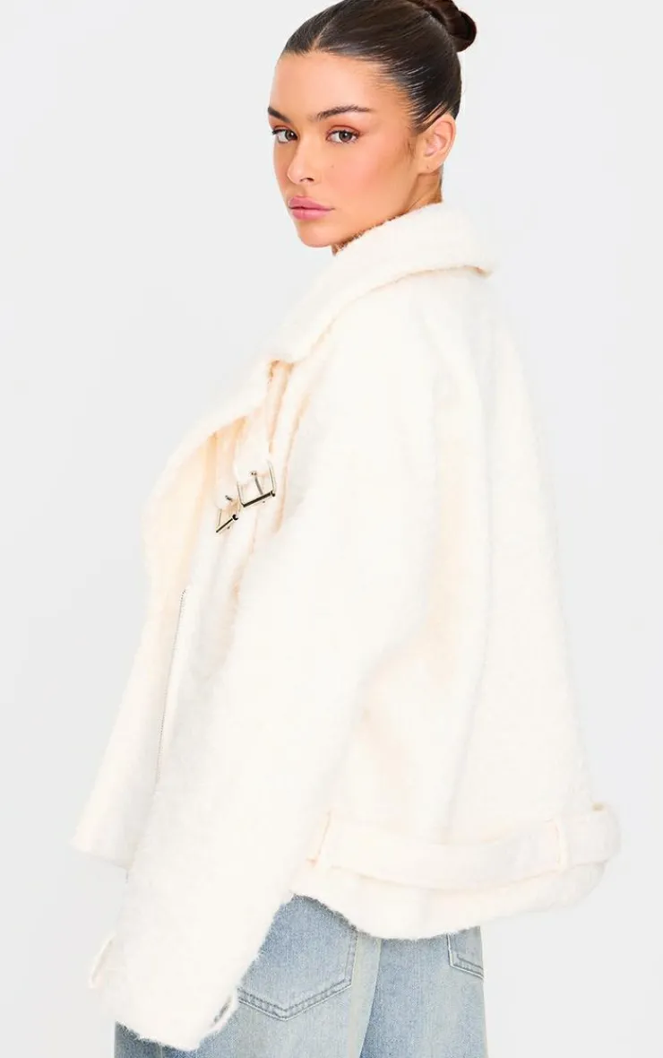 PrettyLittleThing Wool Coats*Wool Look Aviator Jacket