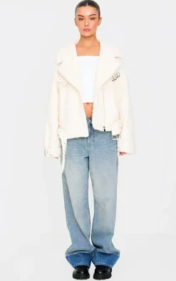 PrettyLittleThing Wool Coats*Wool Look Aviator Jacket