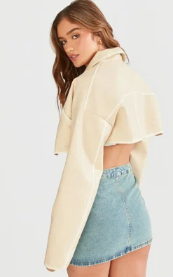 PrettyLittleThing Faux Leather Jackets*Worn Faux Leather Boxy Cropped Jacket