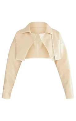 PrettyLittleThing Faux Leather Jackets*Worn Faux Leather Boxy Cropped Jacket