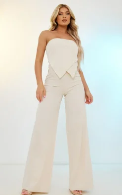 Woven Bandeau Asymmetric Hem Jumpsuit-PrettyLittleThing Outlet