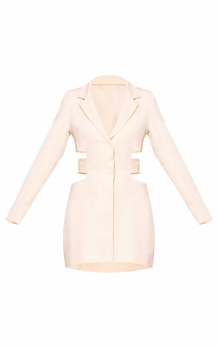 Woven Cut Out Tie Back Blazer Dress-PrettyLittleThing Best