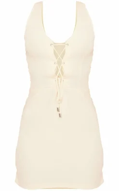 Woven Lace Up Detail Strappy Bodycon Dress-PrettyLittleThing Discount