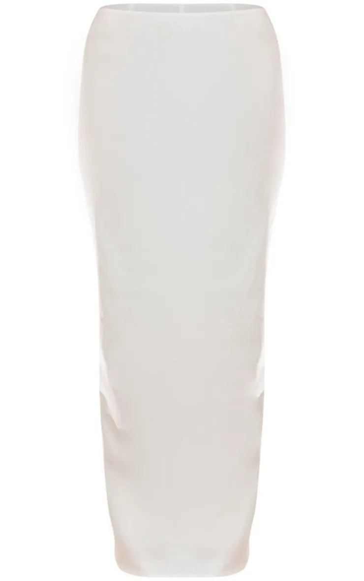 Best PrettyLittleThing Woven Mid Rise Maxi Skirt Cream