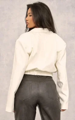 Cream Woven Oversized Cropped Jacket