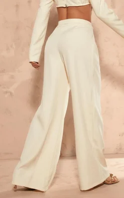 Outlet PrettyLittleThing Woven Pleated Low Rise Wide Leg Pants Cream