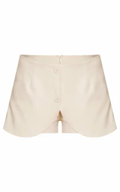 Discount PrettyLittleThing Woven Pocket Detail Skort Cream
