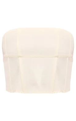 Hot PrettyLittleThing Woven Tailored Corset Cream