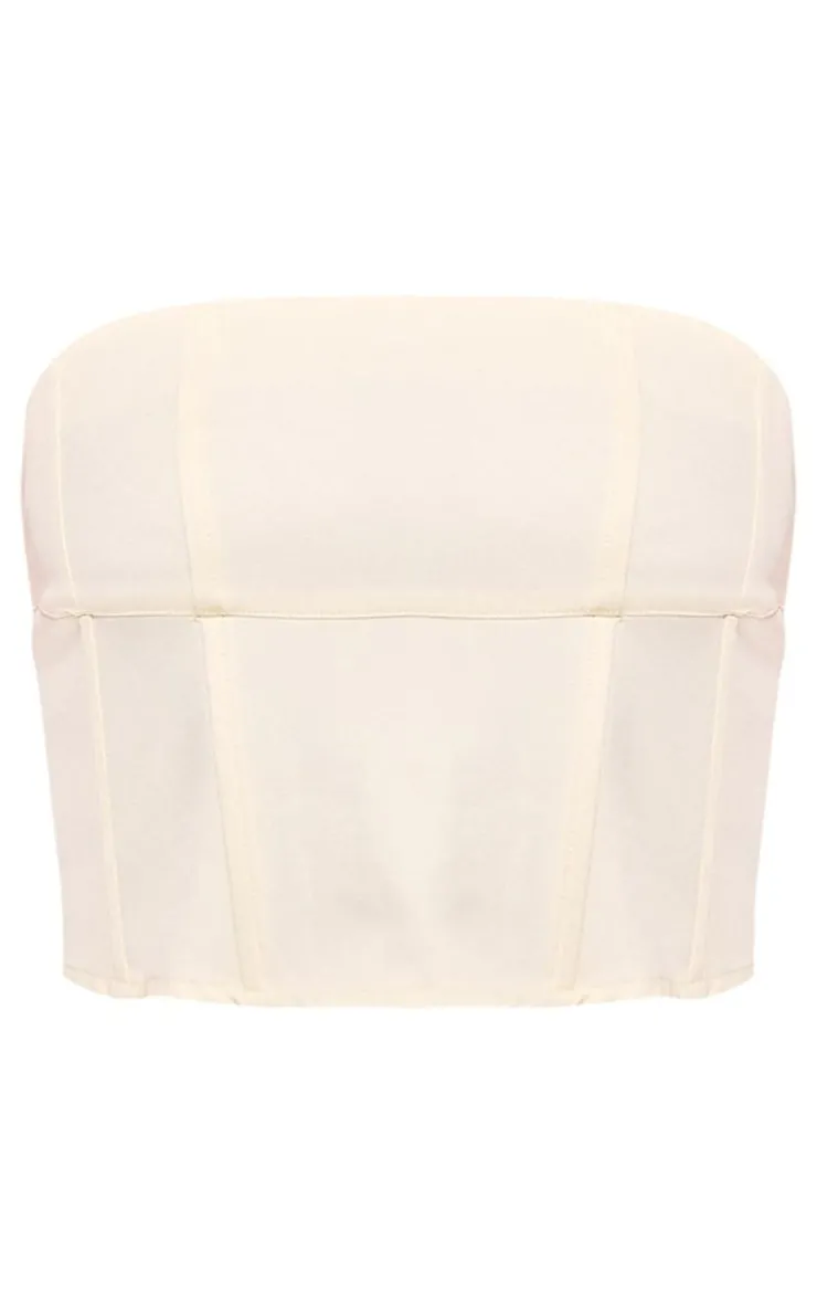 Hot PrettyLittleThing Woven Tailored Corset Cream