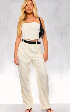 Clearance PrettyLittleThing Woven Tailored Pants Cream