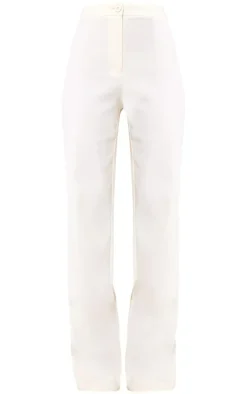 Best PrettyLittleThing Woven Tailored Straight Leg Pants Cream
