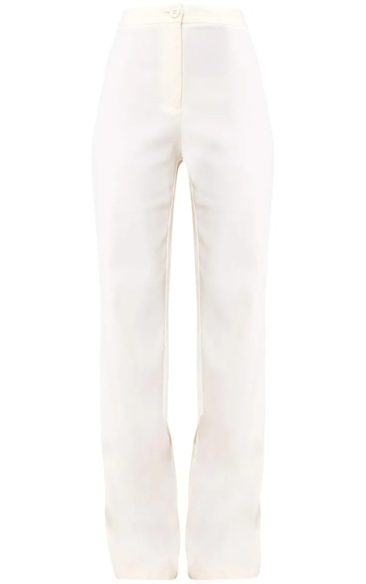 Best PrettyLittleThing Woven Tailored Straight Leg Pants Cream